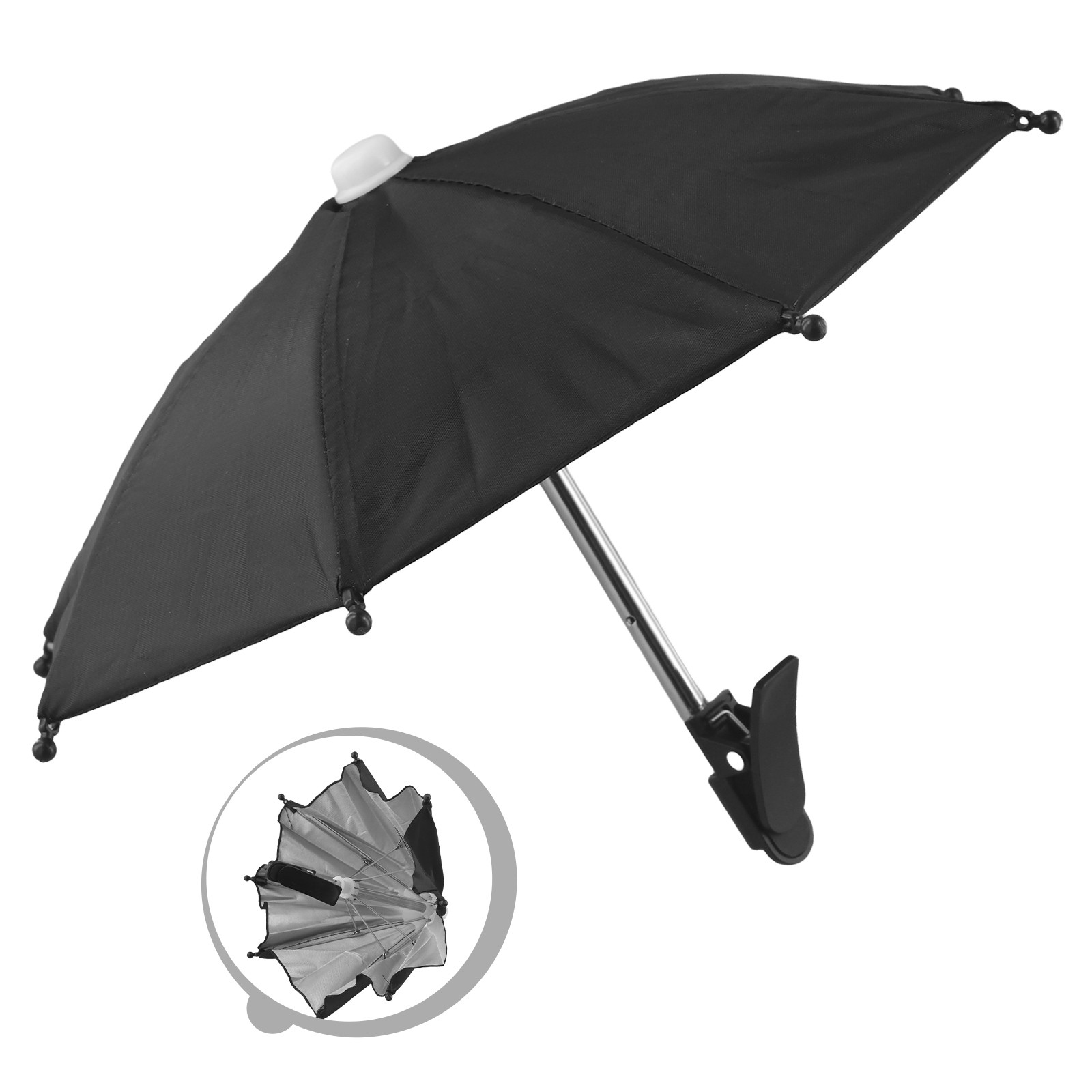 Mobile Phone Umbrella Clip Rainproof Sunshade Anti Reflective 28cm Height