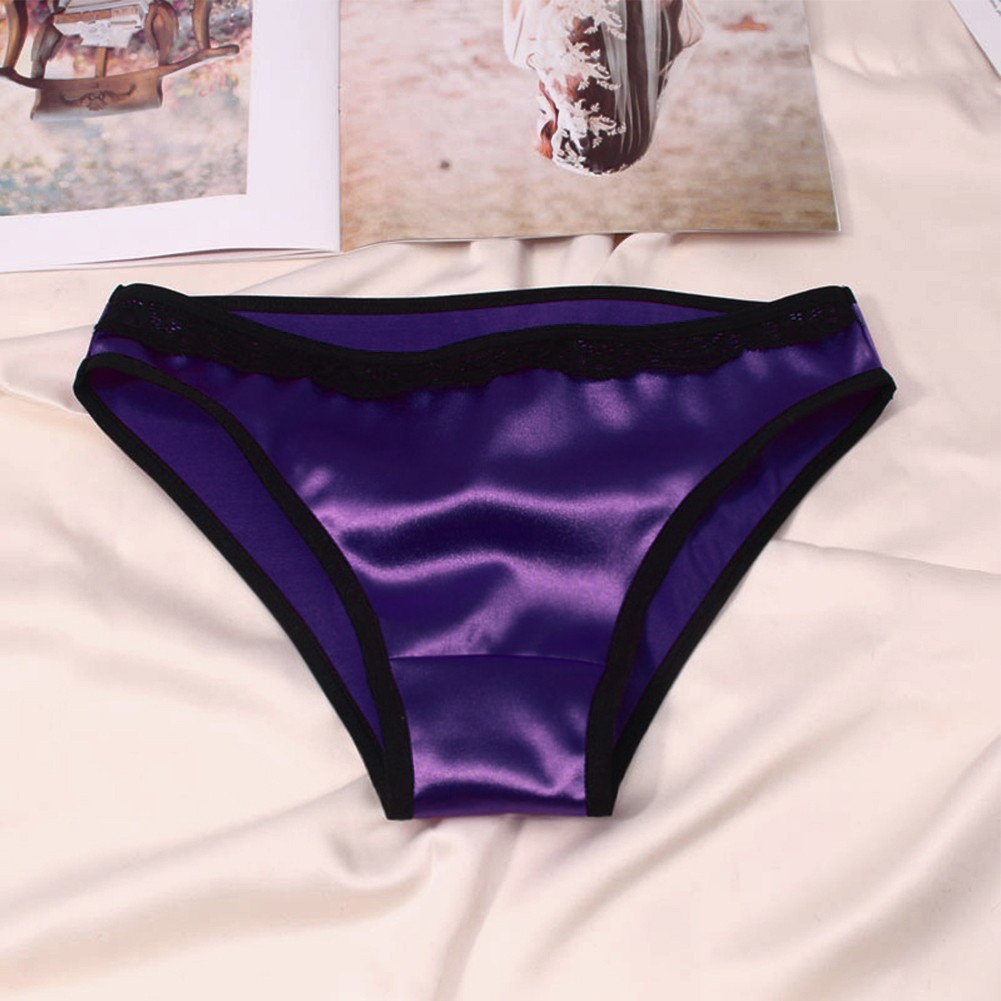 Purple Satin G String Thongs Lingerie Underwear Women's Sexy Silky Knickers