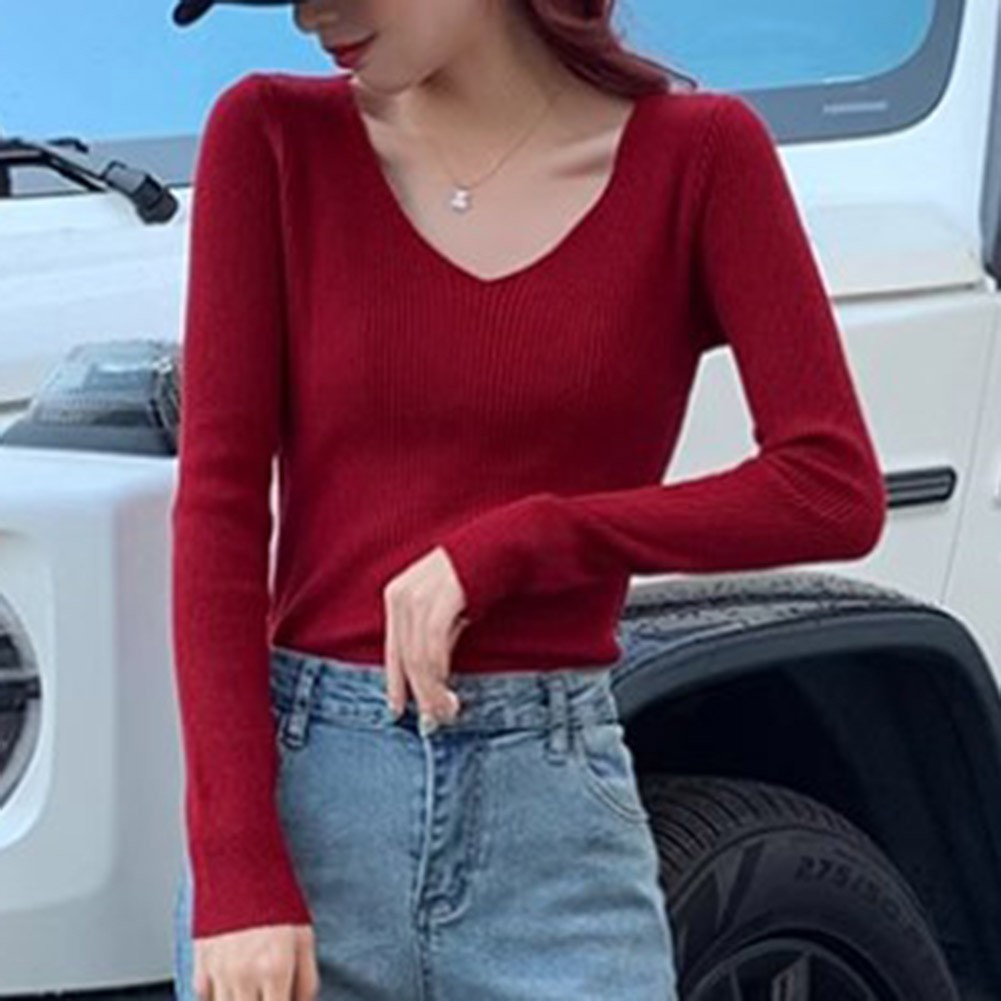 Stretchable Fabric Ribbed Long Sleeve Top Solid achats Color Design Average Size Fit