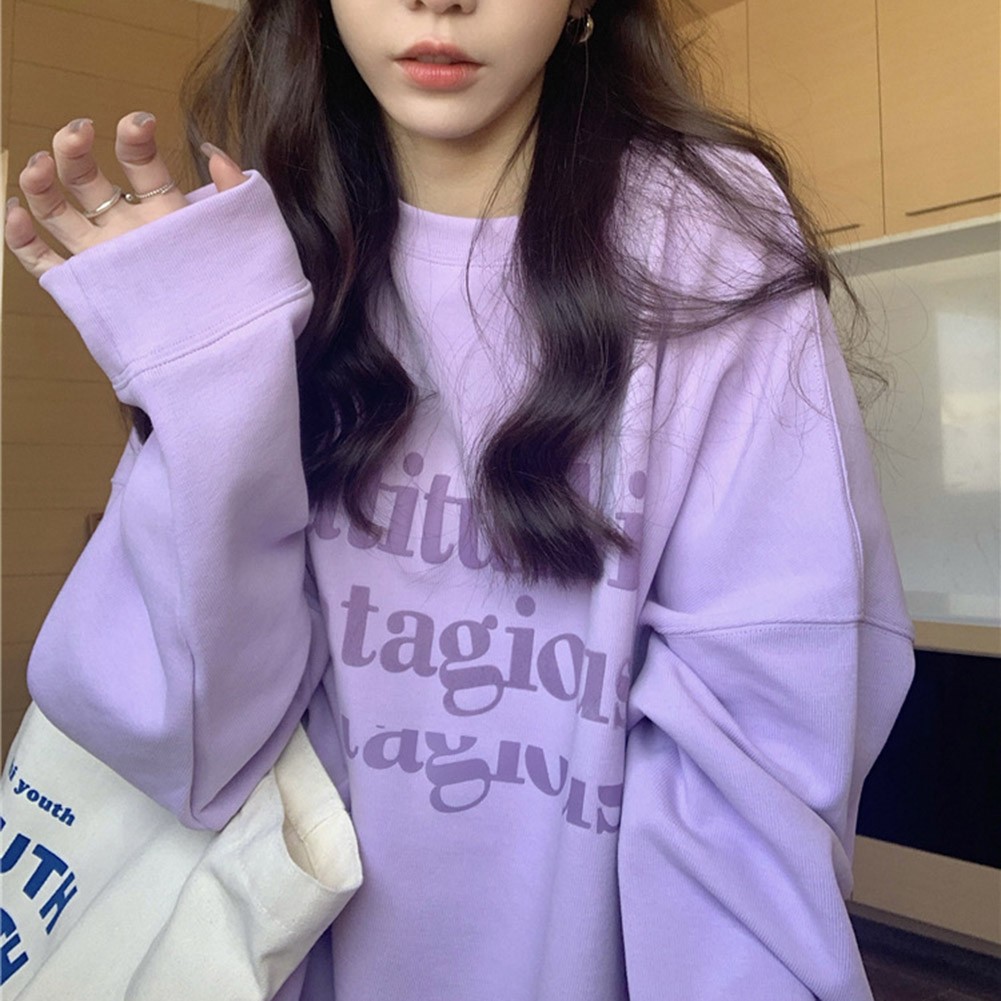 Stylish Loose Fit Women's Long Sleeve Velvet Sweatshirt for All Seasons - Picture 45 of 62