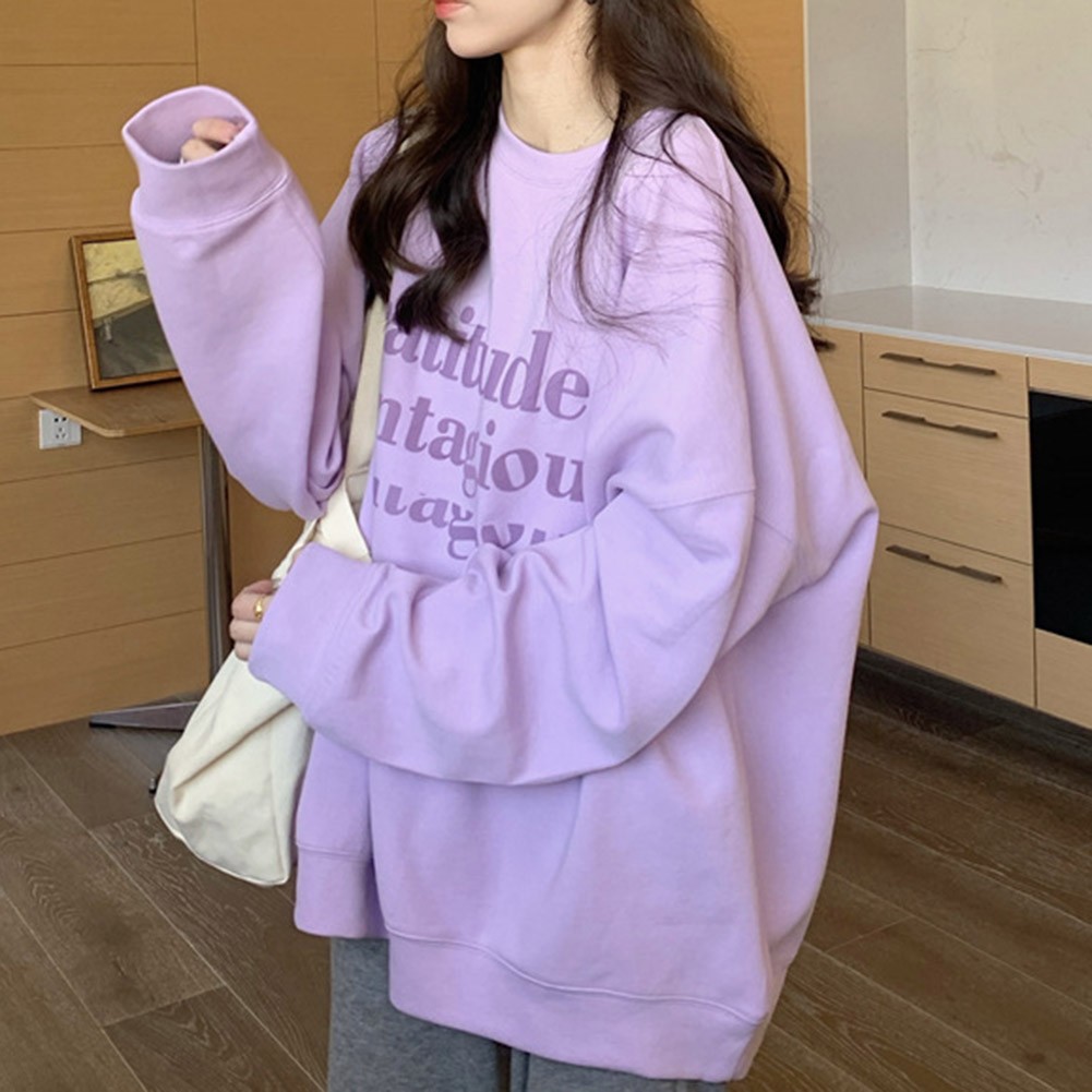Stylish Loose Fit Women's Long Sleeve Velvet Sweatshirt for All Seasons - Picture 40 of 62