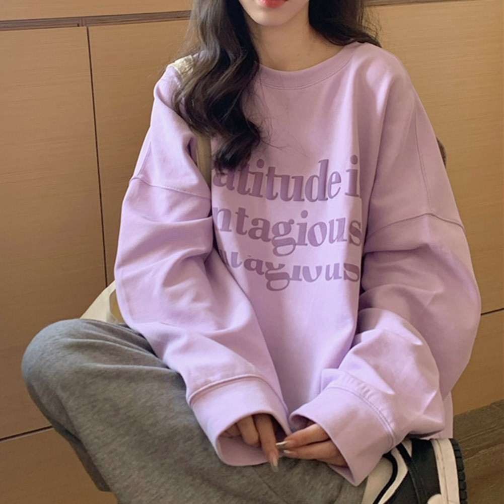 Stylish Loose Fit Women's Long Sleeve Velvet Sweatshirt for All Seasons - Picture 46 of 62