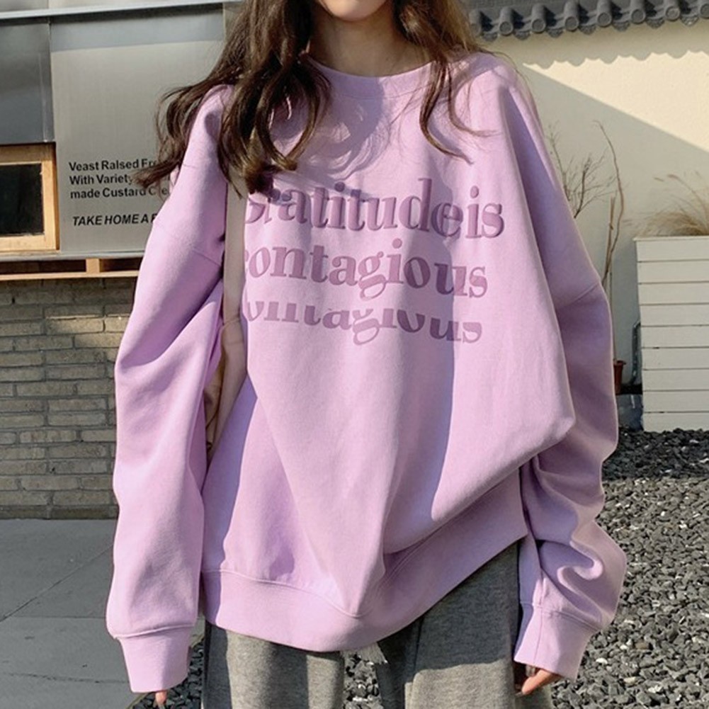 Stylish Loose Fit Women's Long Sleeve Velvet Sweatshirt for All Seasons - Picture 35 of 62