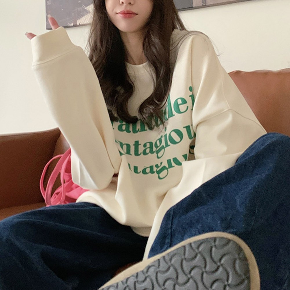 Stylish Loose Fit Women's Long Sleeve Velvet Sweatshirt for All Seasons - Picture 32 of 62