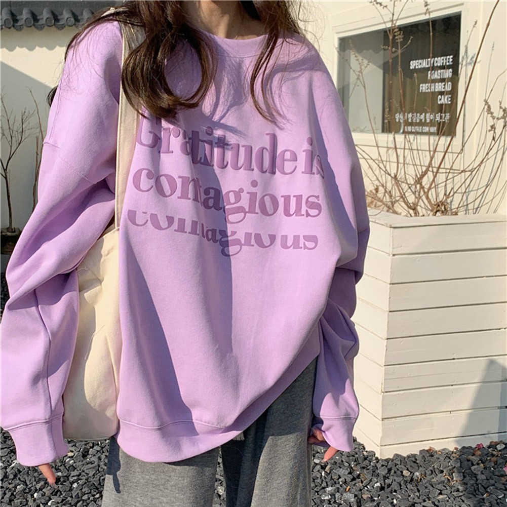 Stylish Loose Fit Women's Long Sleeve Velvet Sweatshirt for All Seasons - Picture 44 of 62