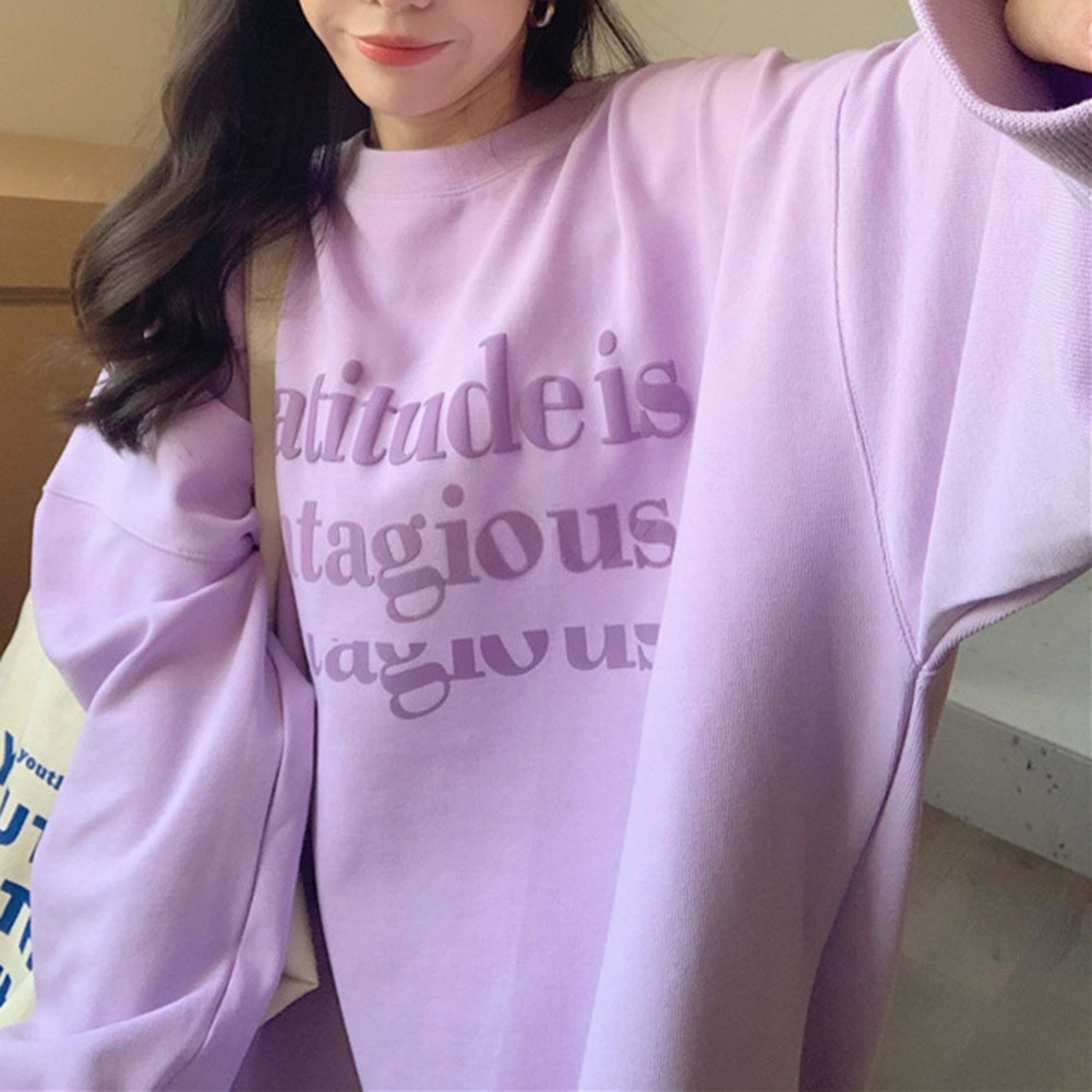 Stylish Loose Fit Women's Long Sleeve Velvet Sweatshirt for All Seasons - Picture 42 of 62