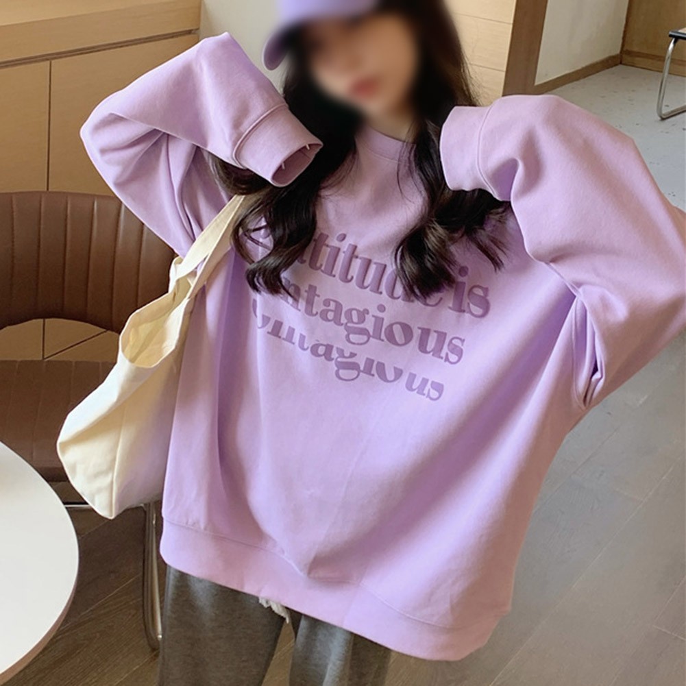 Stylish Loose Fit Women's Long Sleeve Velvet Sweatshirt for All Seasons - Picture 37 of 62