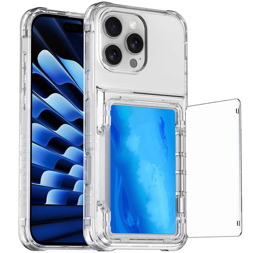 For iPhone 16 Pro Max Clear Wallet Style Case with Convenient Card Slots - Picture 12 of 14