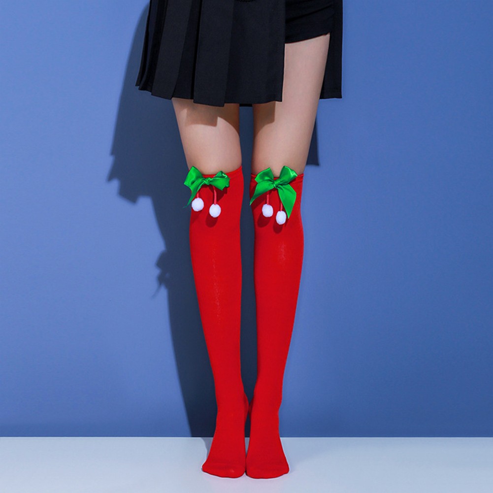 Christmas Celebration Thigh High Stockings Unique Socks Eye-catching Design - Picture 22 of 22