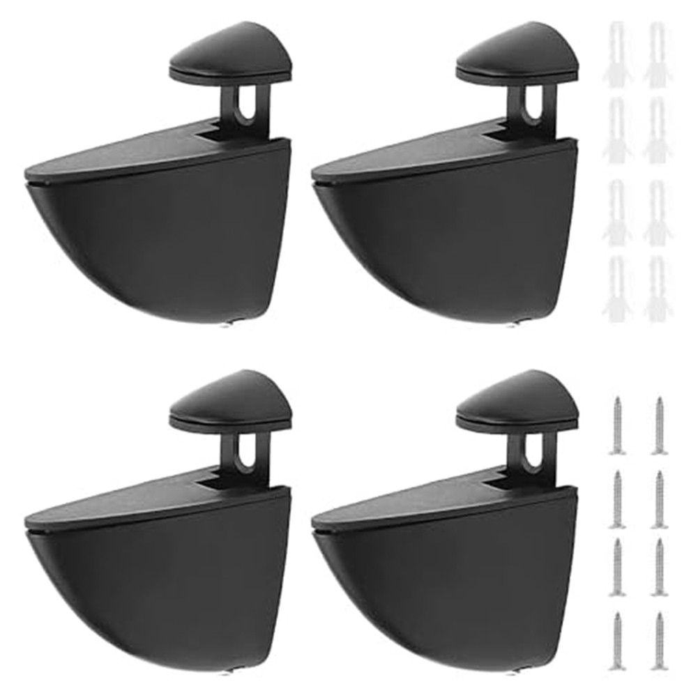 Black Finish Adjustable Shelf Supports Glass Shelf Brackets Long-lasting Use