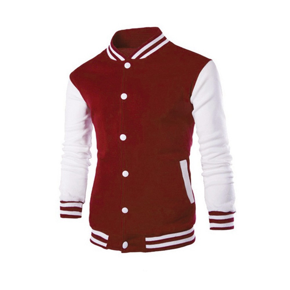 Trendy Splicing Coat for Men's Thin Fleece Baseball Jacket University Varsity - Picture 20 of 60