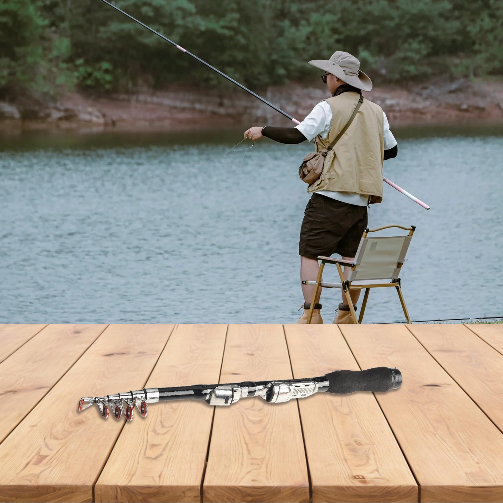 Ceramic Guide and EVA Grip Carbon Fiber Fishing Rod with Four Length Options