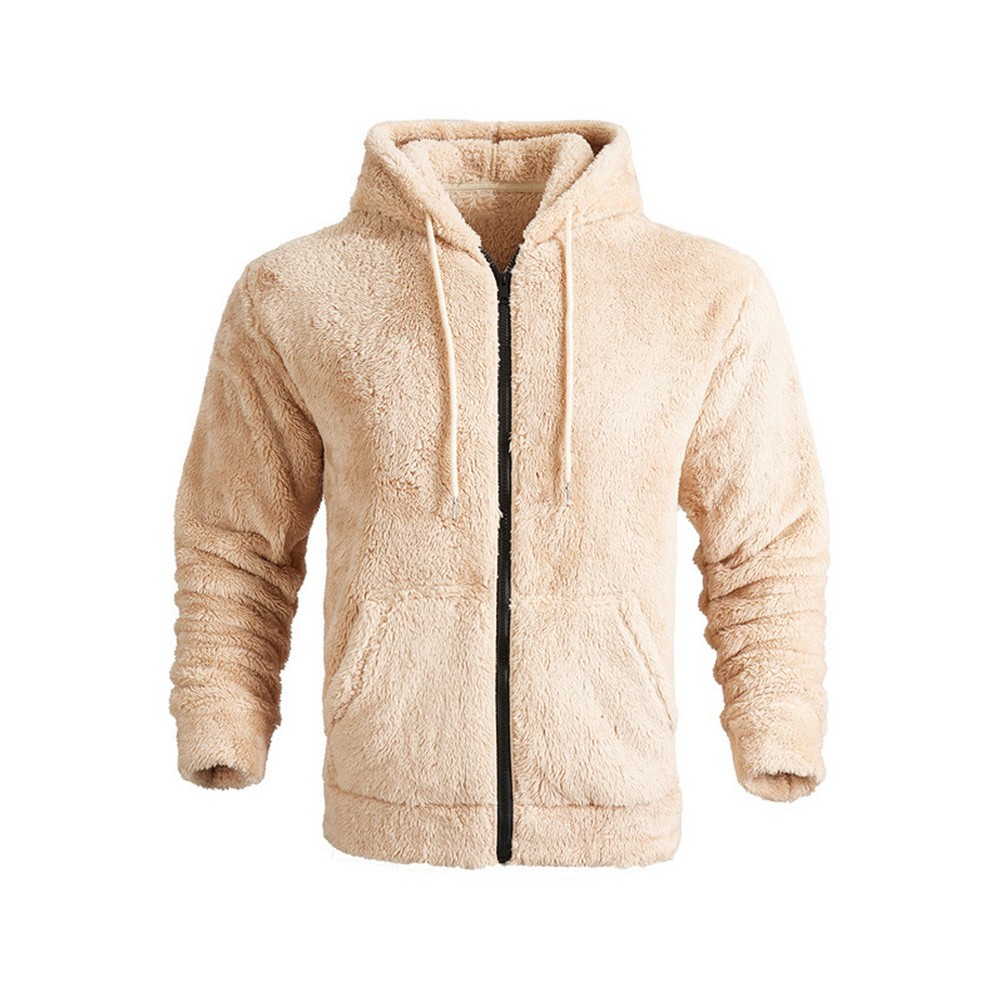 Lässiger Herren Winter Fleece Hoodie Mantel warm flauschig Mantel mit Tasche - Bild 17 von 32