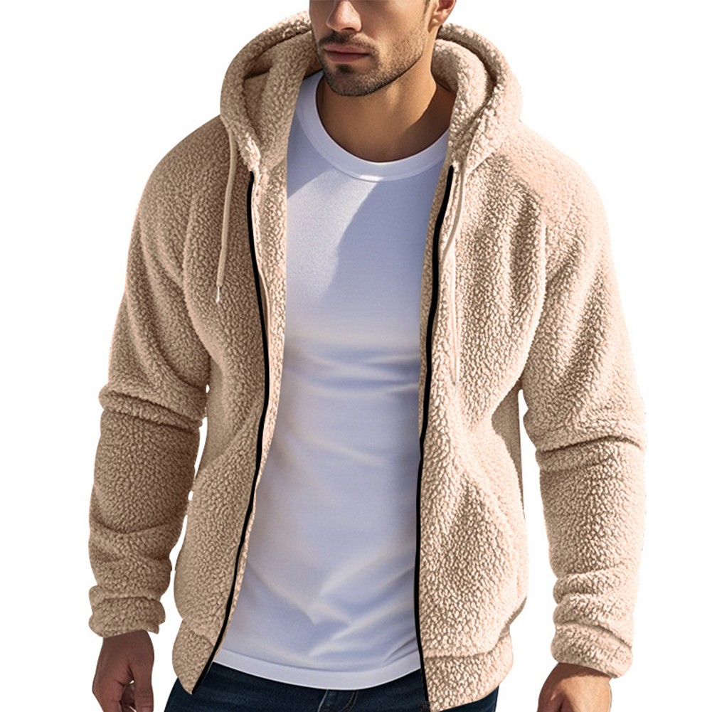 Lässiger Herren Winter Fleece Hoodie Mantel warm flauschig Mantel mit Tasche - Bild 13 von 32