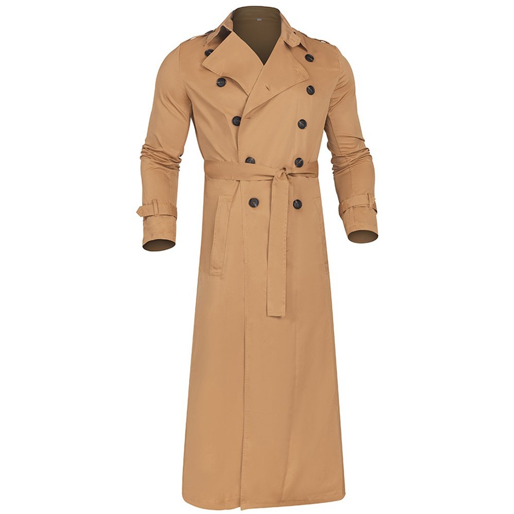 Sophisticated Men's Winter Vintage Long Trench Coat with Relaxed Fit Design - Picture 18 of 24