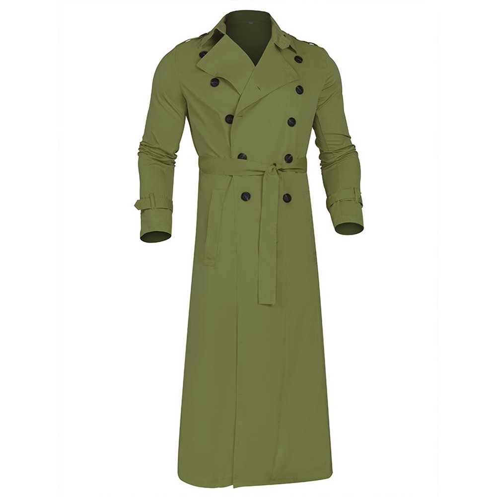 Sophisticated Men's Winter Vintage Long Trench Coat with Relaxed Fit Design - Picture 21 of 24
