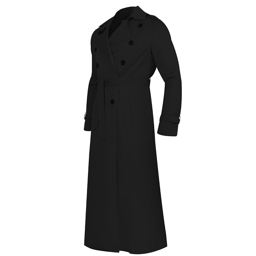 Sophisticated Men's Winter Vintage Long Trench Coat with Relaxed Fit Design - Picture 13 of 24