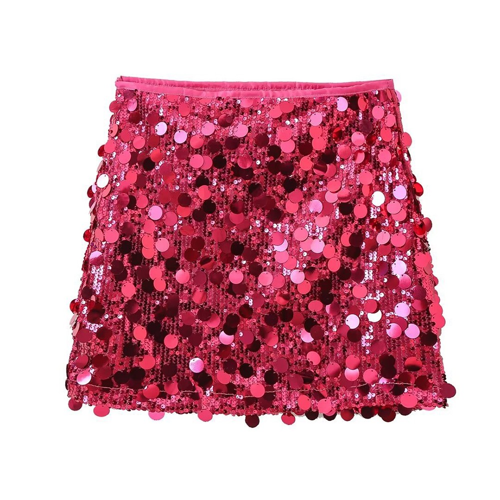 Womens Midrise Mini Skirt with Sparkling Sequins for Daytime to Evening Looks - Picture 5 of 9
