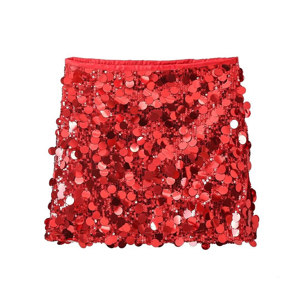 Womens Midrise Mini Skirt with Sparkling Sequins for Daytime to Evening Looks - Picture 7 of 9