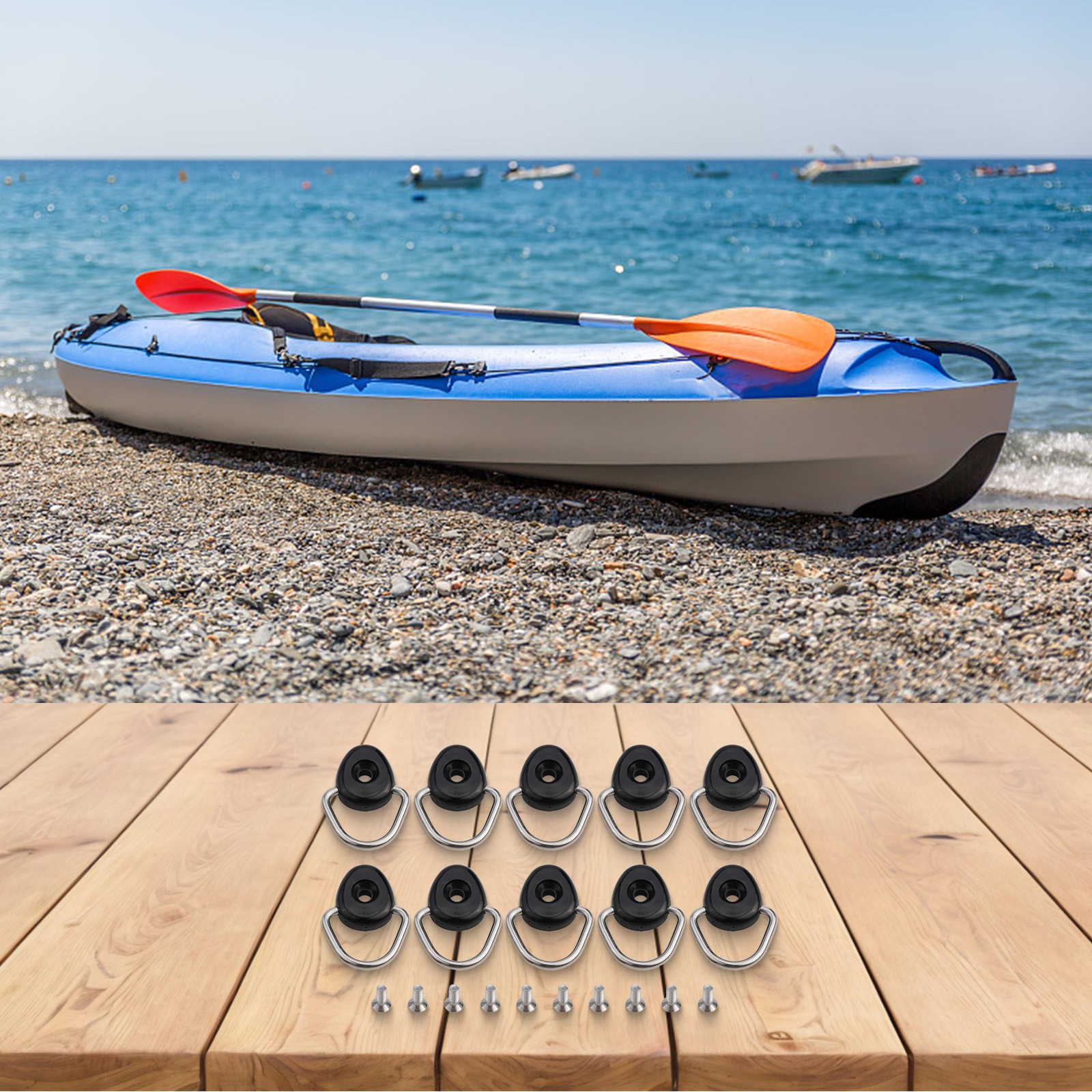 Set Fibbie Funzionali Tipo D per Kayak e Canoa Tie Down Loop Shackle - Foto 22 di 25