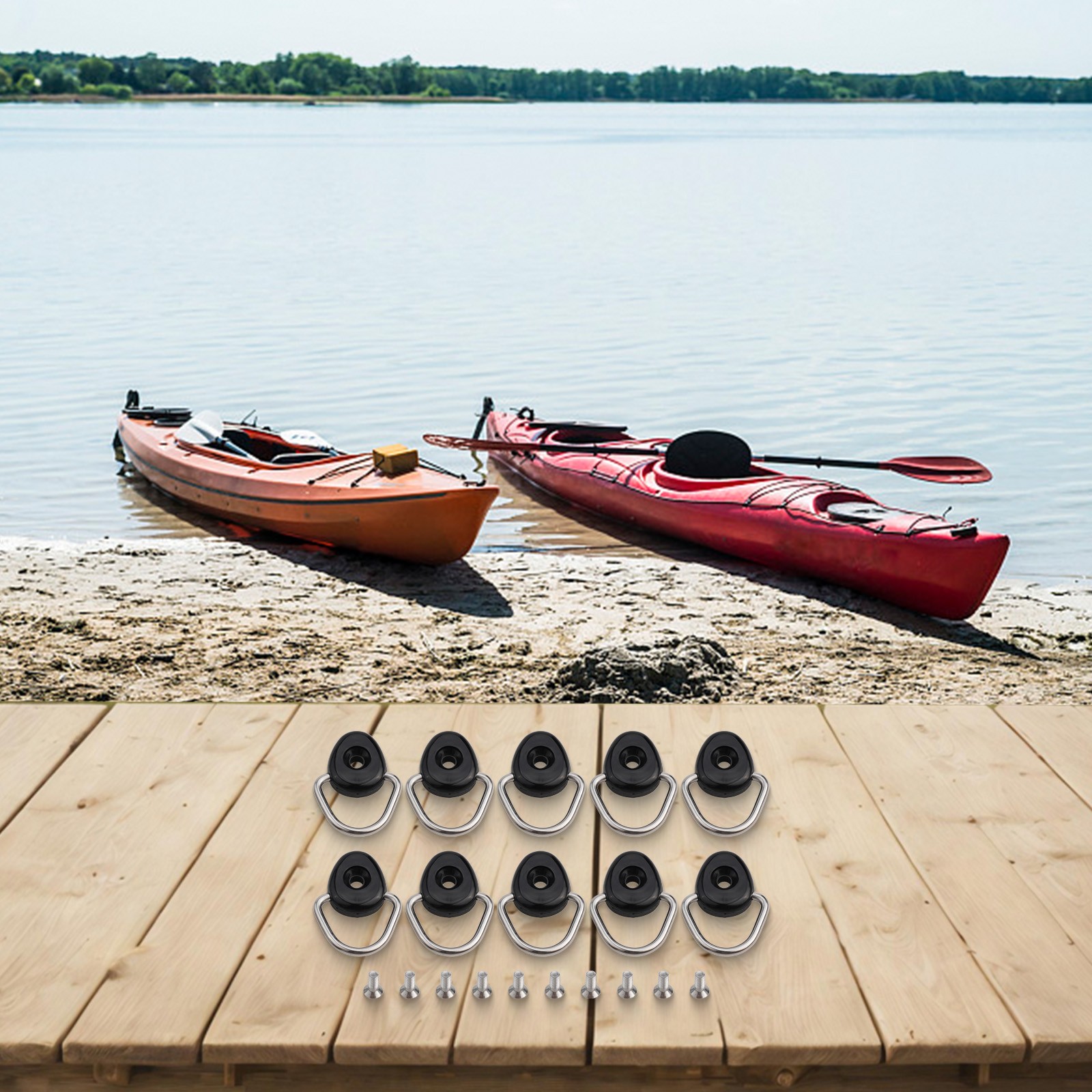 Set Fibbie Funzionali Tipo D per Kayak e Canoa Tie Down Loop Shackle - Foto 21 di 25