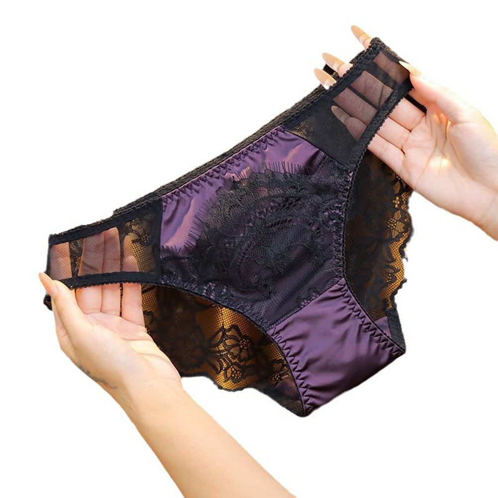 Lace Mesh Lolita Panty Seamless Satin Women's Underwear in Multiple Colors - Picture 14 of 16