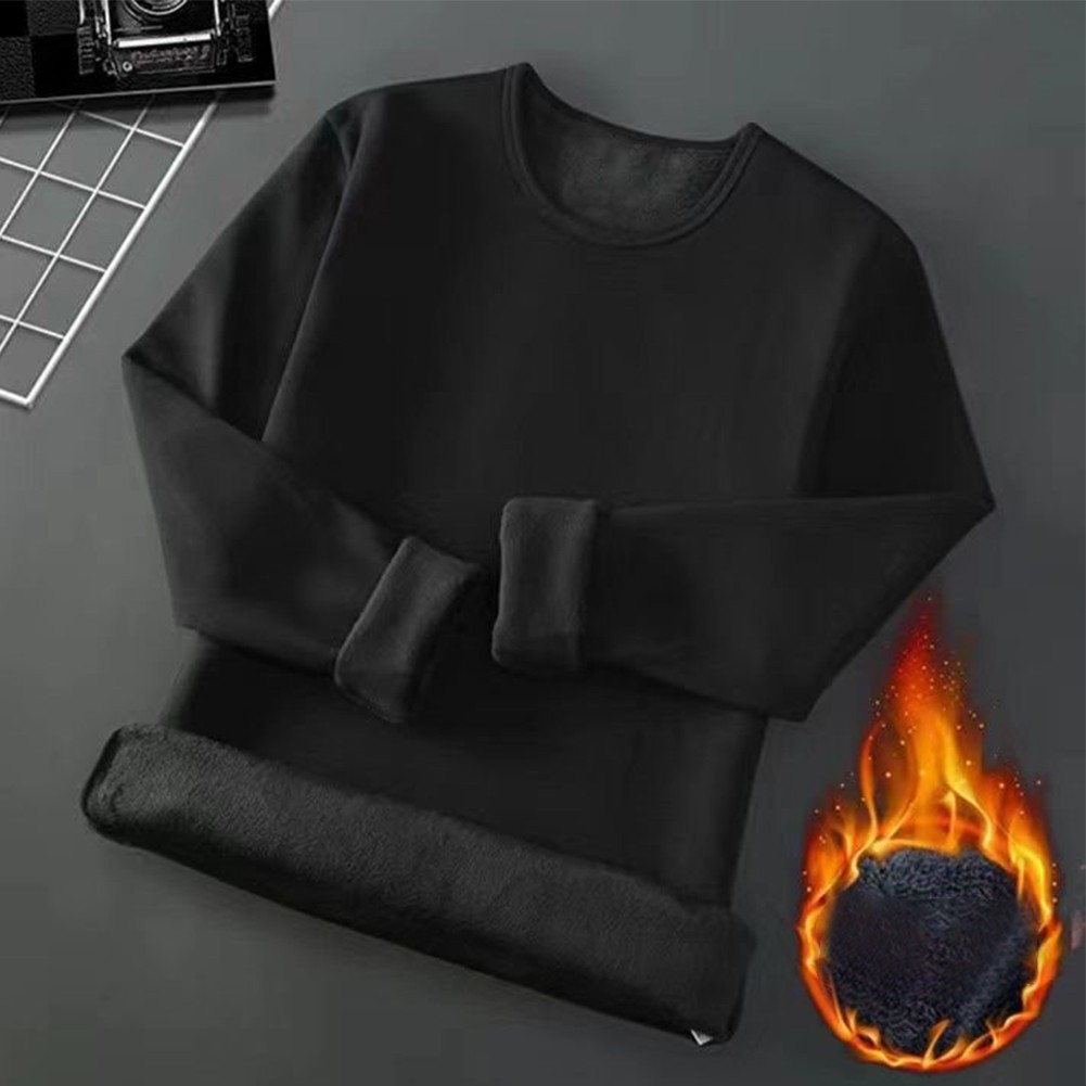Warm and Stylish Mens O Neck Long Sleeve Thermal Shirt with Fleece Interior