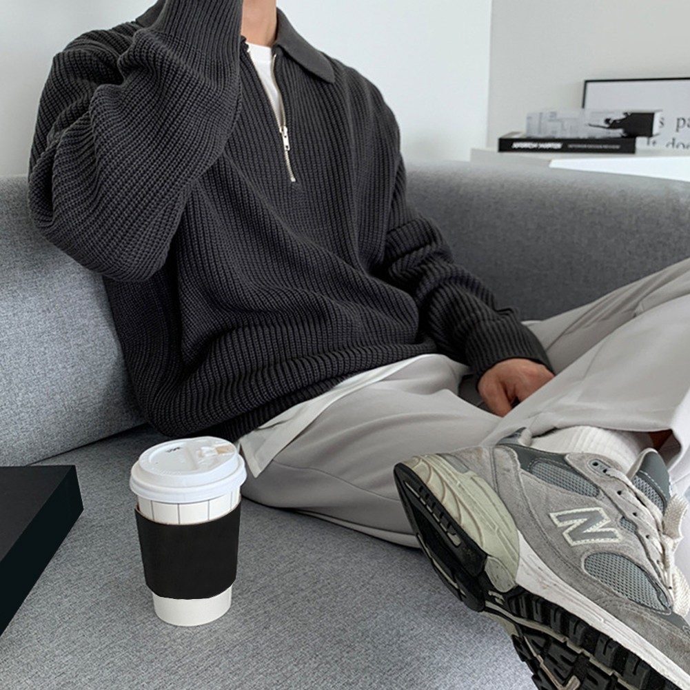 Warmer lässiger Strickpullover für Herren mit langen Ärmeln und Reißverschlu - Bild 15 von 32