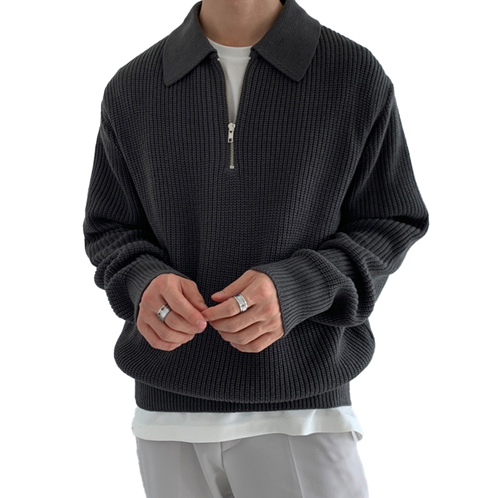 Warmer lässiger Strickpullover für Herren mit langen Ärmeln und Reißverschlu - Bild 13 von 32