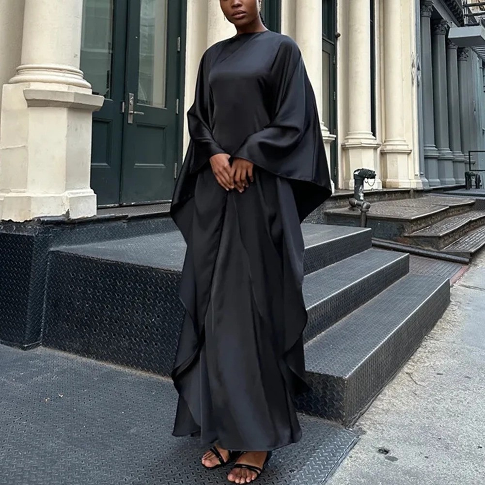 Butterfly Sleeve Maxi Abaya Dress for Women Spring Autumn Fashion Style - Picture 27 of 48