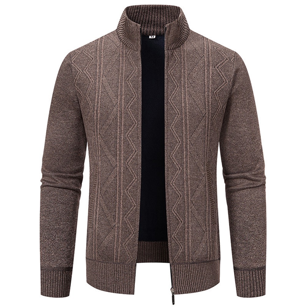 Stylischer Langarm Herren Pullover mit Stehkragen und Reißverschluss vorne - Bild 13 von 28