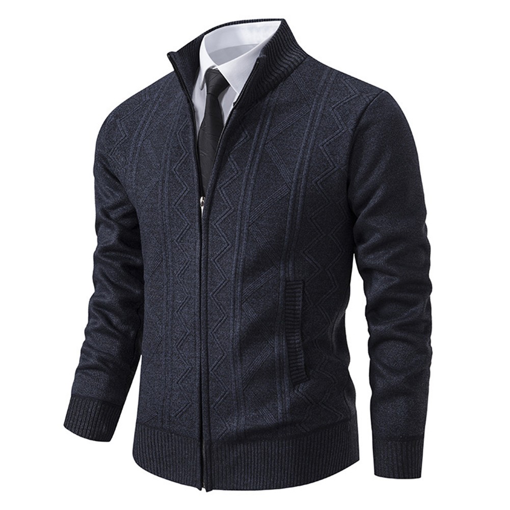 Stylischer Langarm Herren Pullover mit Stehkragen und Reißverschluss vorne - Bild 20 von 28