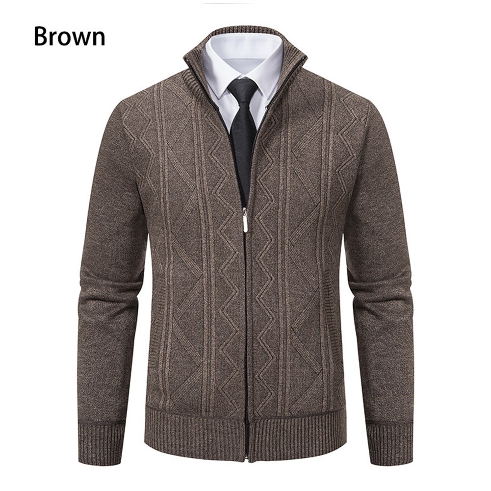 Stylischer Langarm Herren Pullover mit Stehkragen und Reißverschluss vorne - Bild 14 von 28