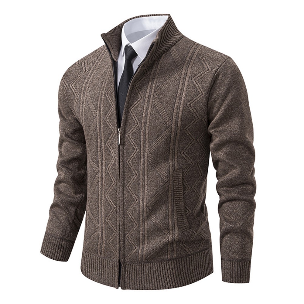Stylischer Langarm Herren Pullover mit Stehkragen und Reißverschluss vorne - Bild 16 von 28