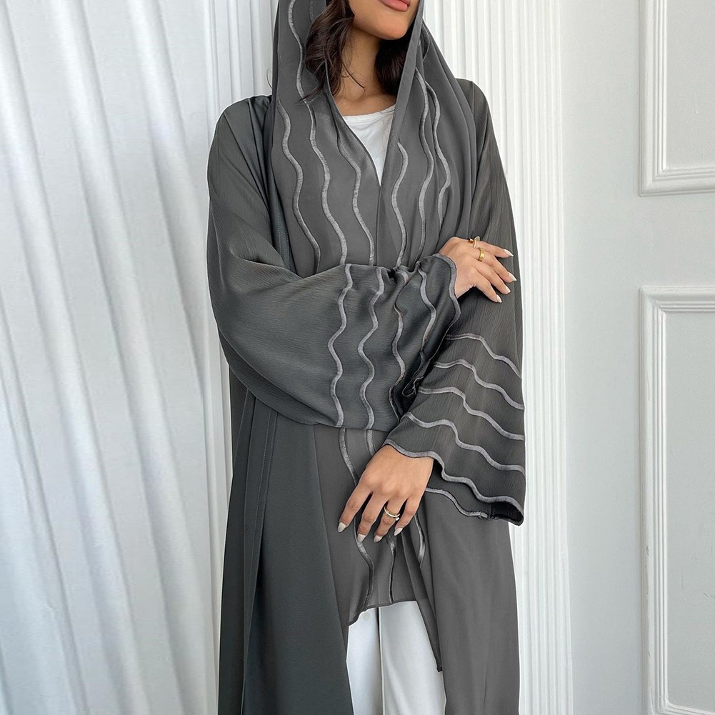 Fashion Forward Damen Eid Outfit inklusive bestickter Strickjacke und Schal - Bild 16 von 72