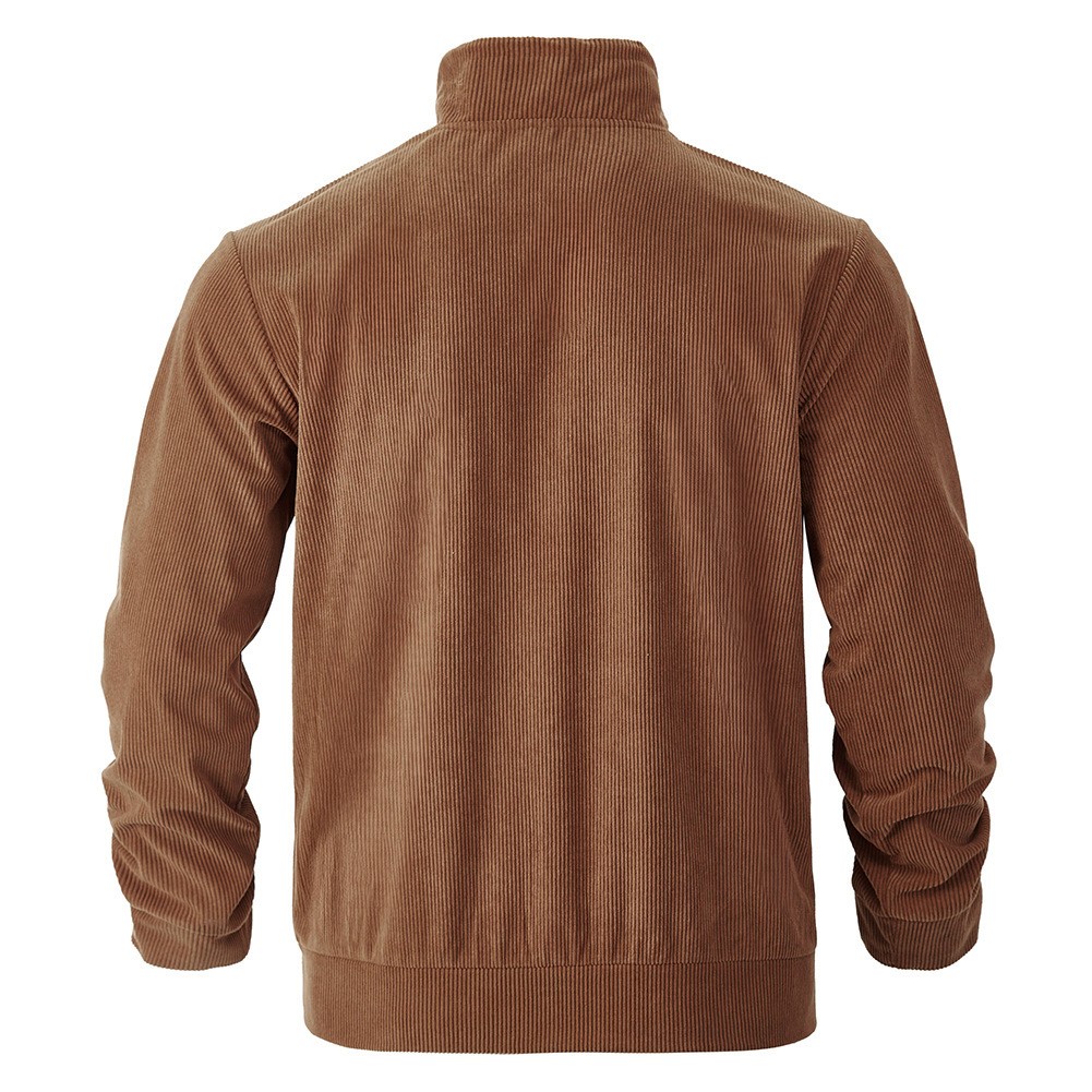 Comfortable Men's Corduroy Jacket Coat with Lapel Design for Cold Weather - Picture 16 of 32