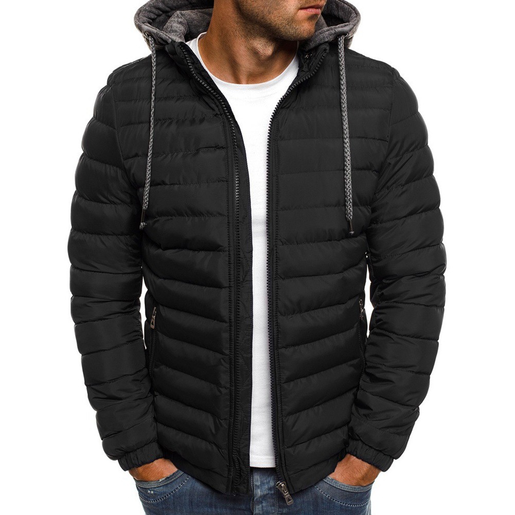 Hooded Men's Casual Quilted Coat Zip Up Perfect Outer Layer for Winter Weather - Picture 8 of 9