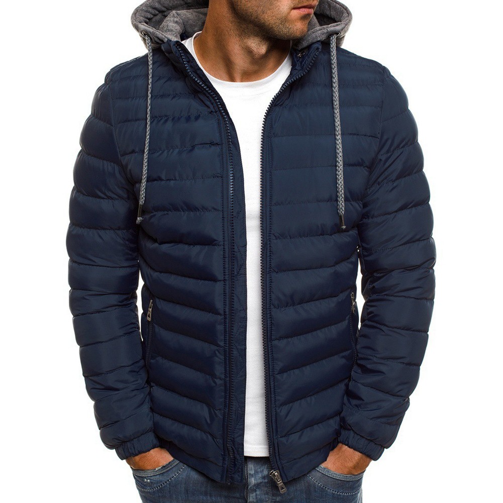 Hooded Men's Casual Quilted Coat Zip Up Perfect Outer Layer for Winter Weather - Picture 7 of 9