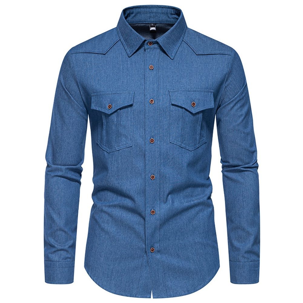 Freizeitliche und stylische Herren Slim Fit Langarmhemden mit Funktionstaschen - Bild 13 von 62