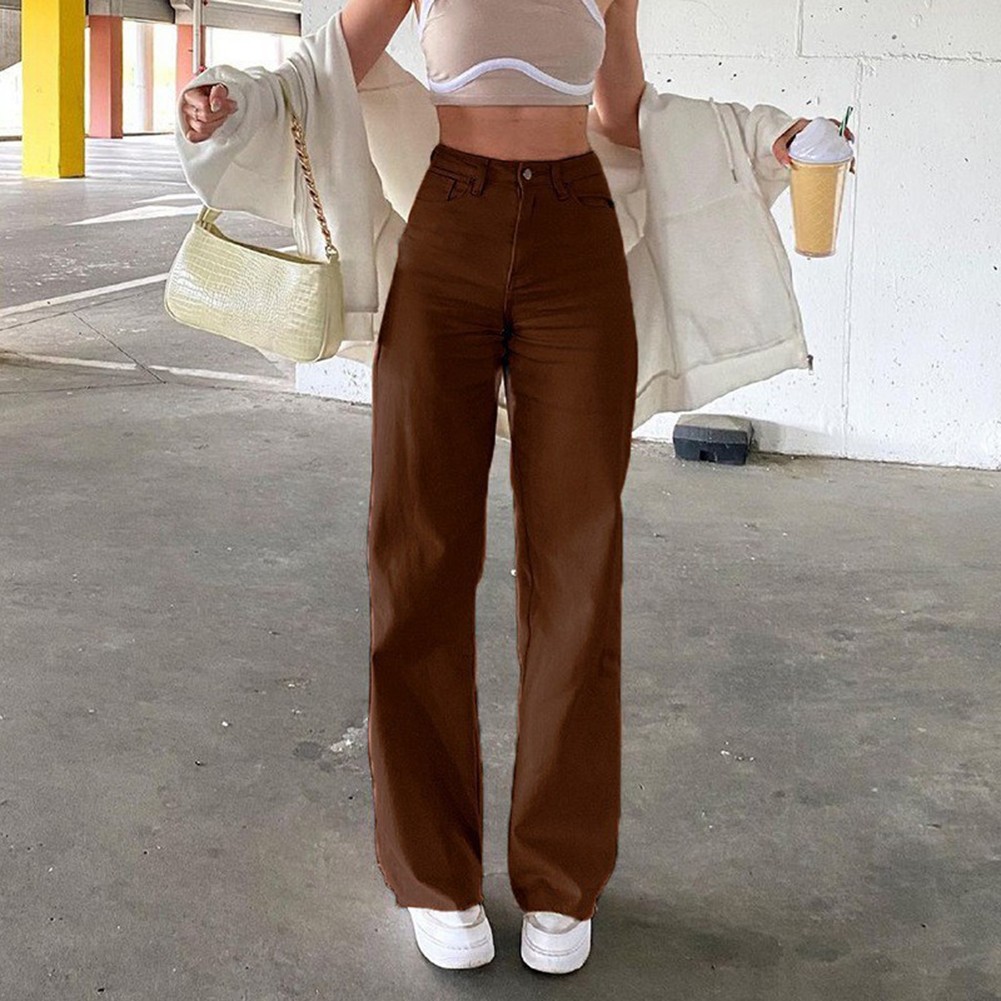 Vintage Style Women High Waist Pants for Spring and Autumn Casual Wear