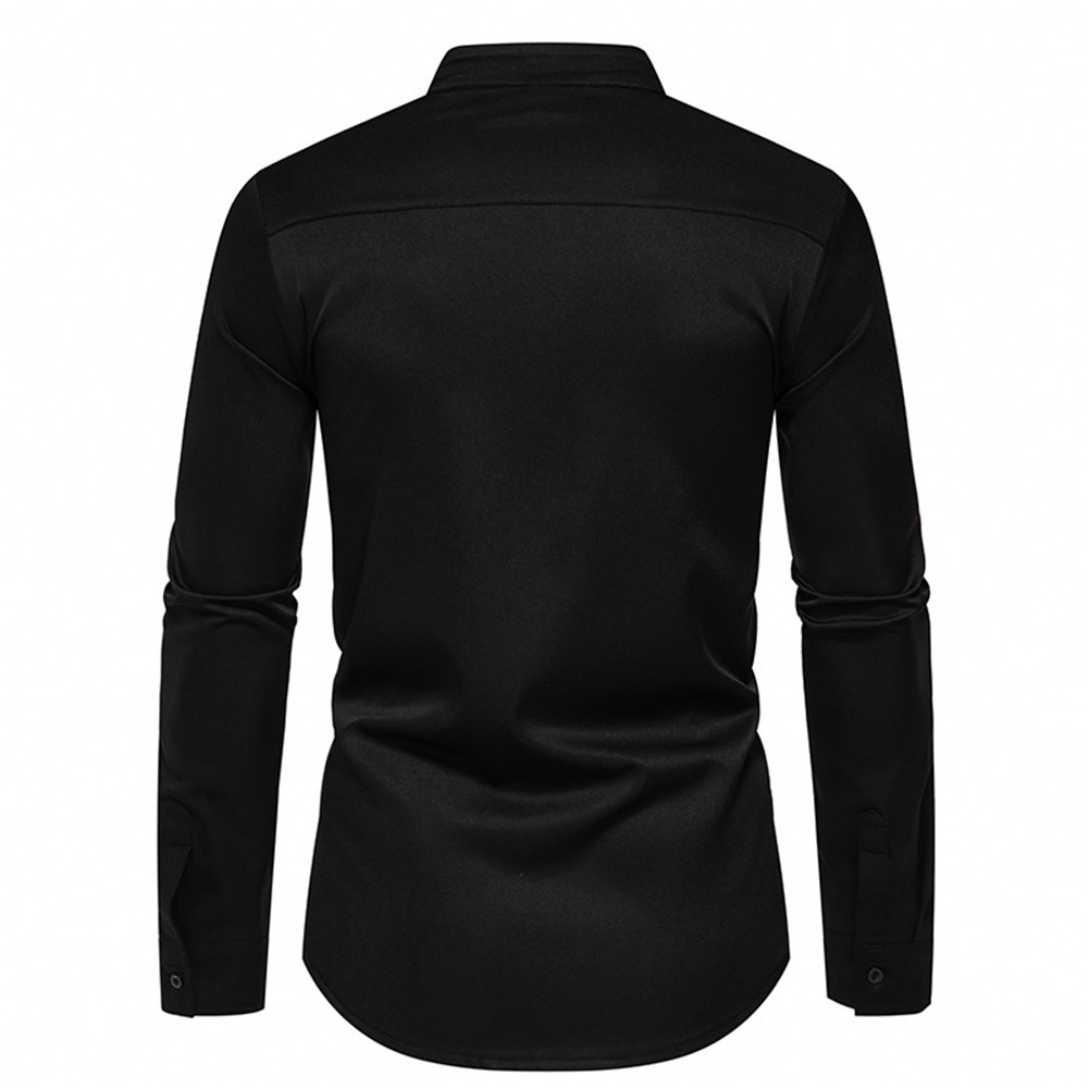 Spring and Autumn Men's Irregular Long Sleeve Shirt for Casual Outings - Picture 39 of 41