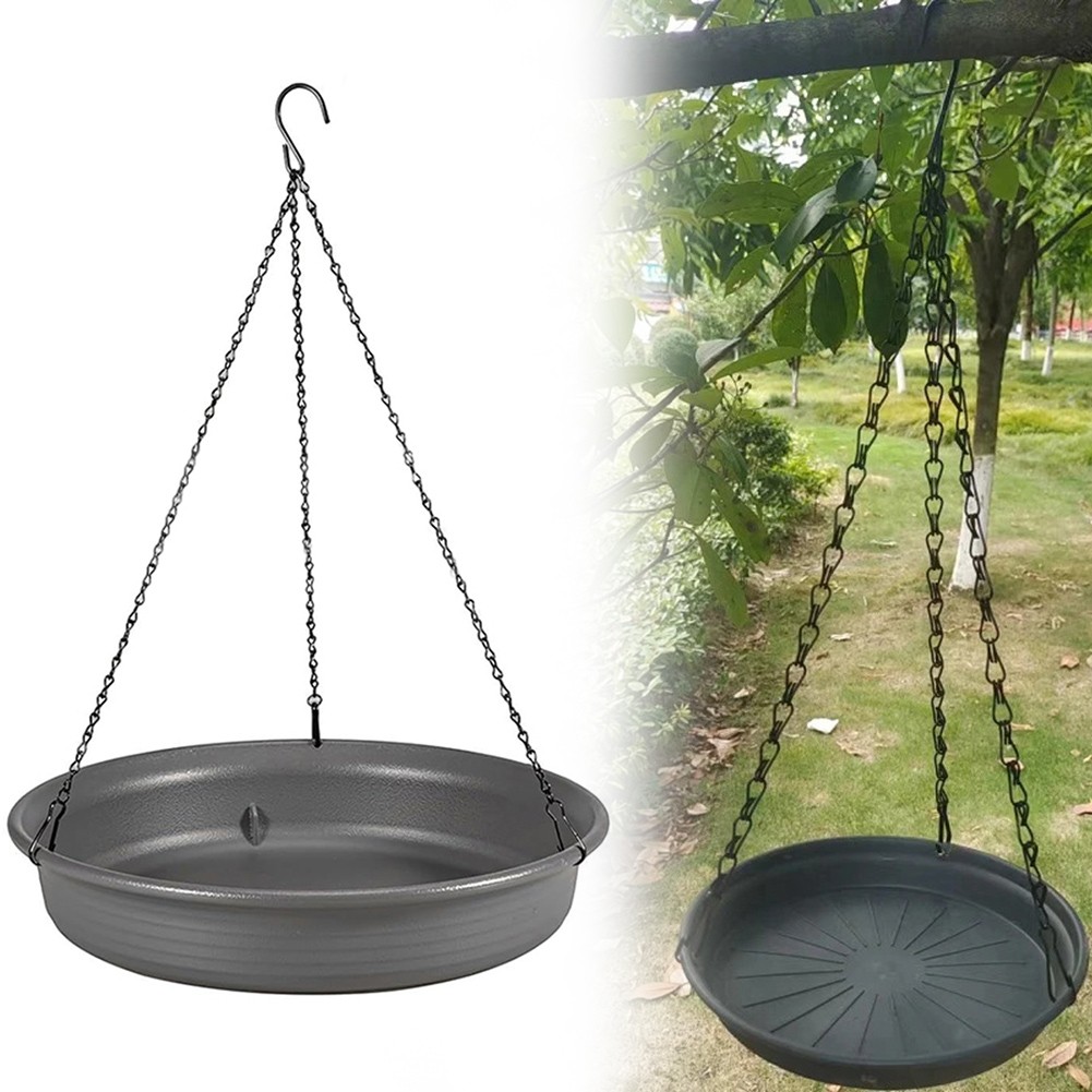 Vogeltränke Zum Aufhängen – Rundes Harz-Tablett Mit Edelstahl-Kette, Tiefe Wasserschale Für Gartenvögel