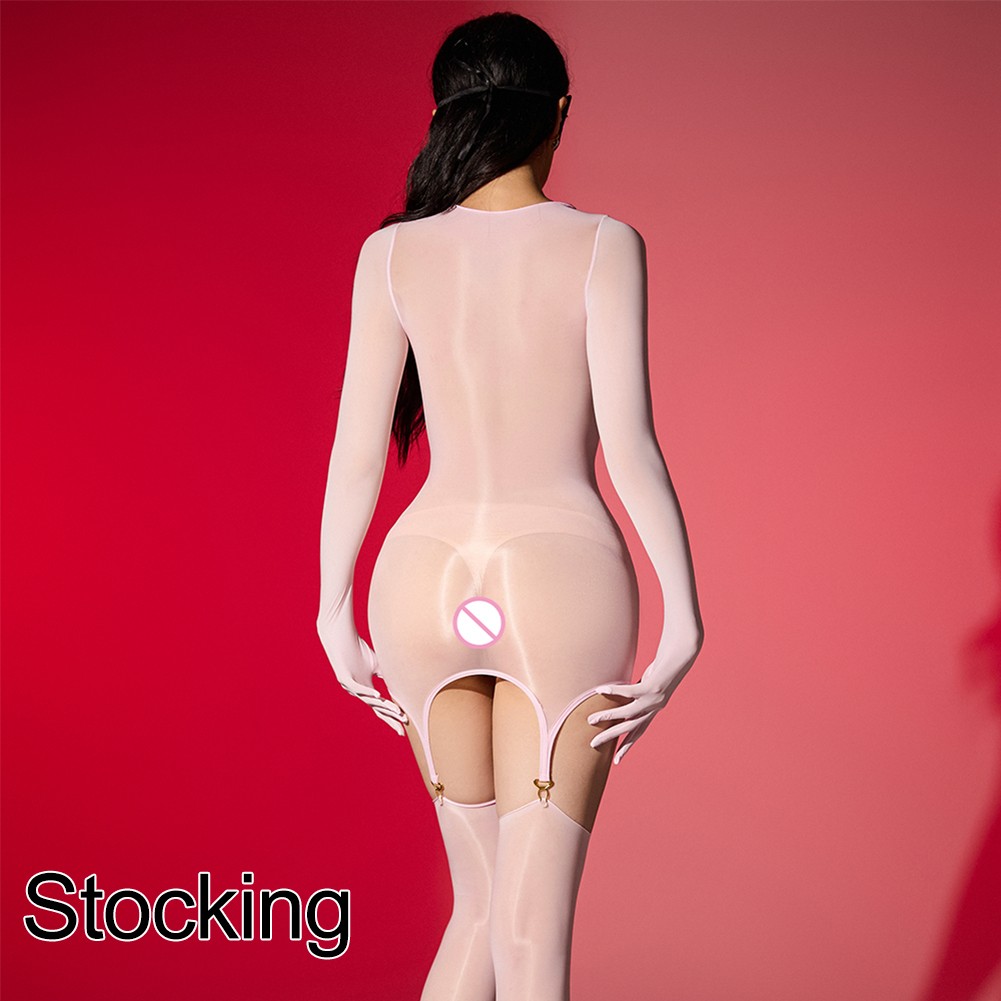 Trendy Shiny Lingerie Leotard with Garter Stockings A Addition to Your Closet - Picture 56 of 56