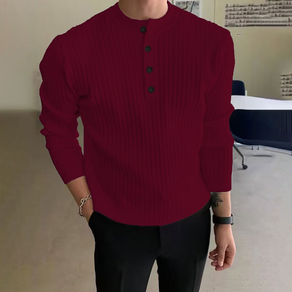 Men's Winter Pullover with Half Turtleneck and Button Neck Great for Layering - Bild 15 von 34