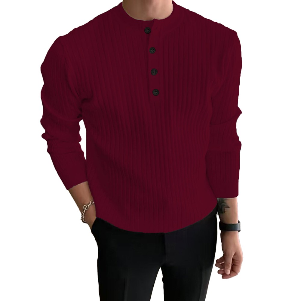 Men's Winter Pullover with Half Turtleneck and Button Neck Great for Layering - Bild 16 von 34