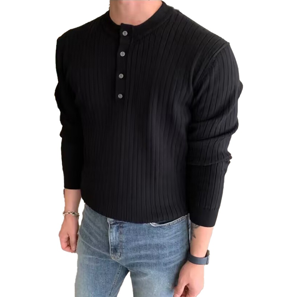 Men's Winter Pullover with Half Turtleneck and Button Neck Great for Layering - Bild 28 von 34
