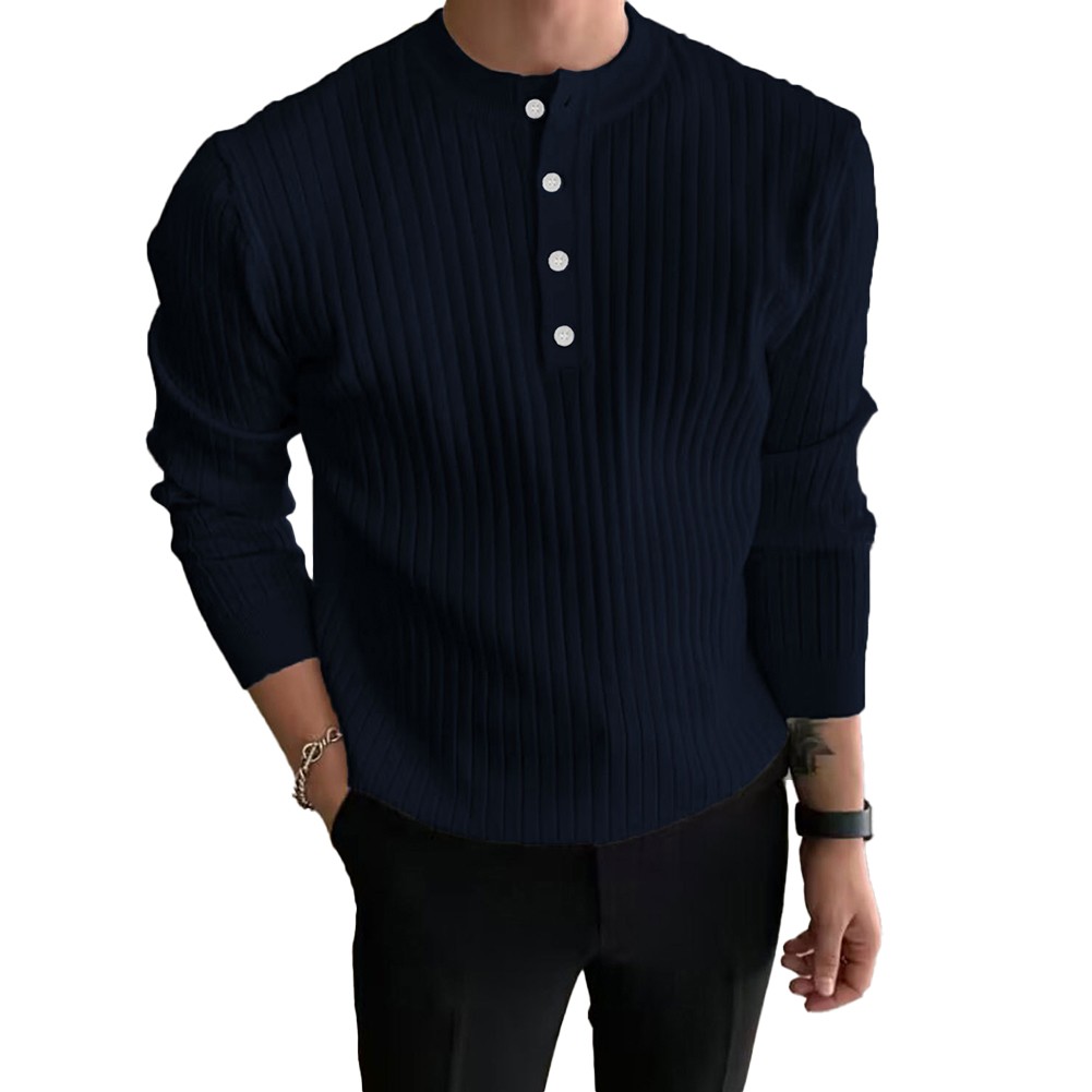 Men's Winter Pullover with Half Turtleneck and Button Neck Great for Layering - Bild 24 von 34