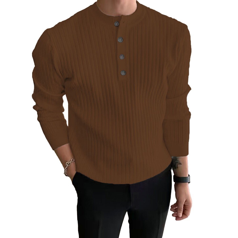 Men's Winter Pullover with Half Turtleneck and Button Neck Great for Layering - Bild 20 von 34