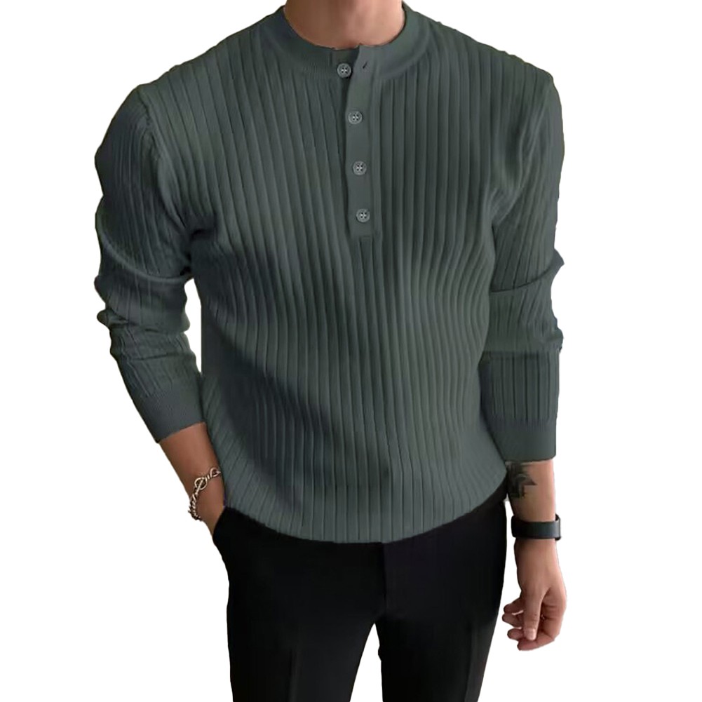 Men's Winter Pullover with Half Turtleneck and Button Neck Great for Layering - Bild 12 von 34