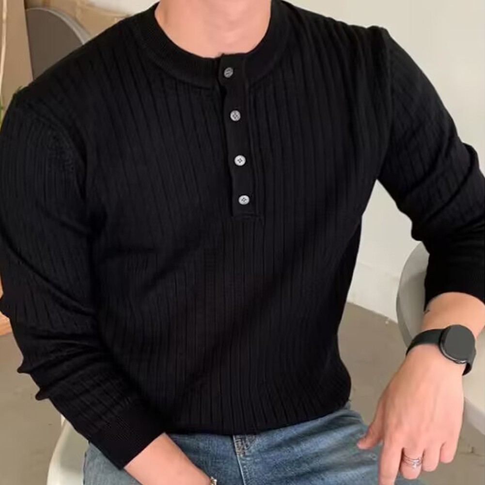 Men's Winter Pullover with Half Turtleneck and Button Neck Great for Layering - Bild 30 von 34